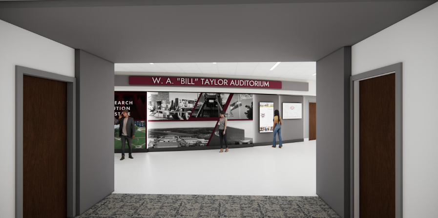 Taylor Machine Works and The Taylor Group have worked very closely with the MSU College of Business over the years. Beginning with the spring semester of 2024, the company worked with faculty members and students to create a course built around studying and solving a real-world business problem.  Students in the Taylor-centric class studying real, live business problems are greeted with a new challenge each semester. They travel to Louisville and study the operation in person, they work together to analyze and examine what they have learned. They create real solutions that can be implemented, and they present their findings in person to the company’s senior staff.  “One of the most gratifying parts of the first year of the course was, Taylor actually implemented the solutions the students came up with,” said Dr. Scott Grawe, dean of the college of business.  The course is still offered today, and it is encouraging the creation of many similar courses, both in the college of business and beyond.   “The reputations of the university and the college of business grow as a result of these partnerships,” Grawe said. “The confidence these students have after having worked in this course is irreplaceable. They’ve worked in a real hands-on business environment, they’ve developed solutions, and they’ve honed executive presentation skills in delivering them. They know they can think on their feet because they have now done it. They go out into the workforce with a level of confidence they would not otherwise have.  “What’s more, these partnerships build the Mississippi State University brand. Parents sending students to school are encouraged, knowing we have relationships with companies like Taylor. That tells parents we’re preparing their kids to tackle problems in a way that will have them ready to put their knowledge to work immediately upon graduation.”  In the outer lobby of the newly-renovated auditorium, interactive displays will share this story. Inside the auditorium, updated seating, lighting and meeting presentat